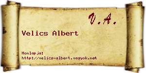 Velics Albert névjegykártya
